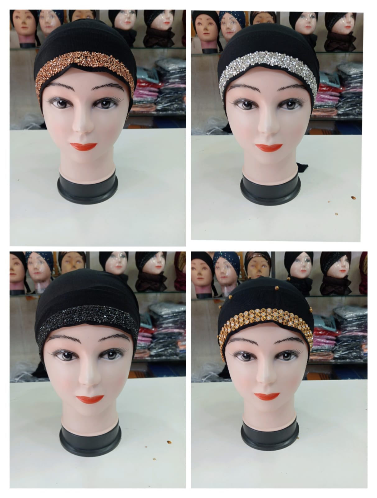 Black Hijab Cap With Work