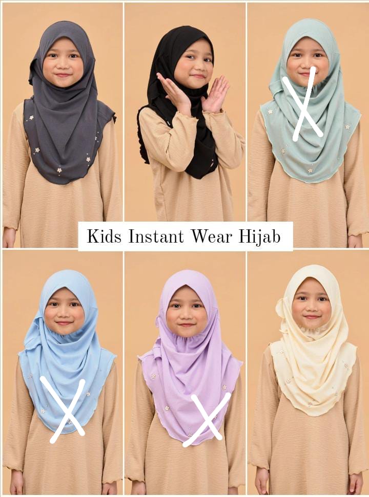 Imported Kids instant wear hijab with chin elastic