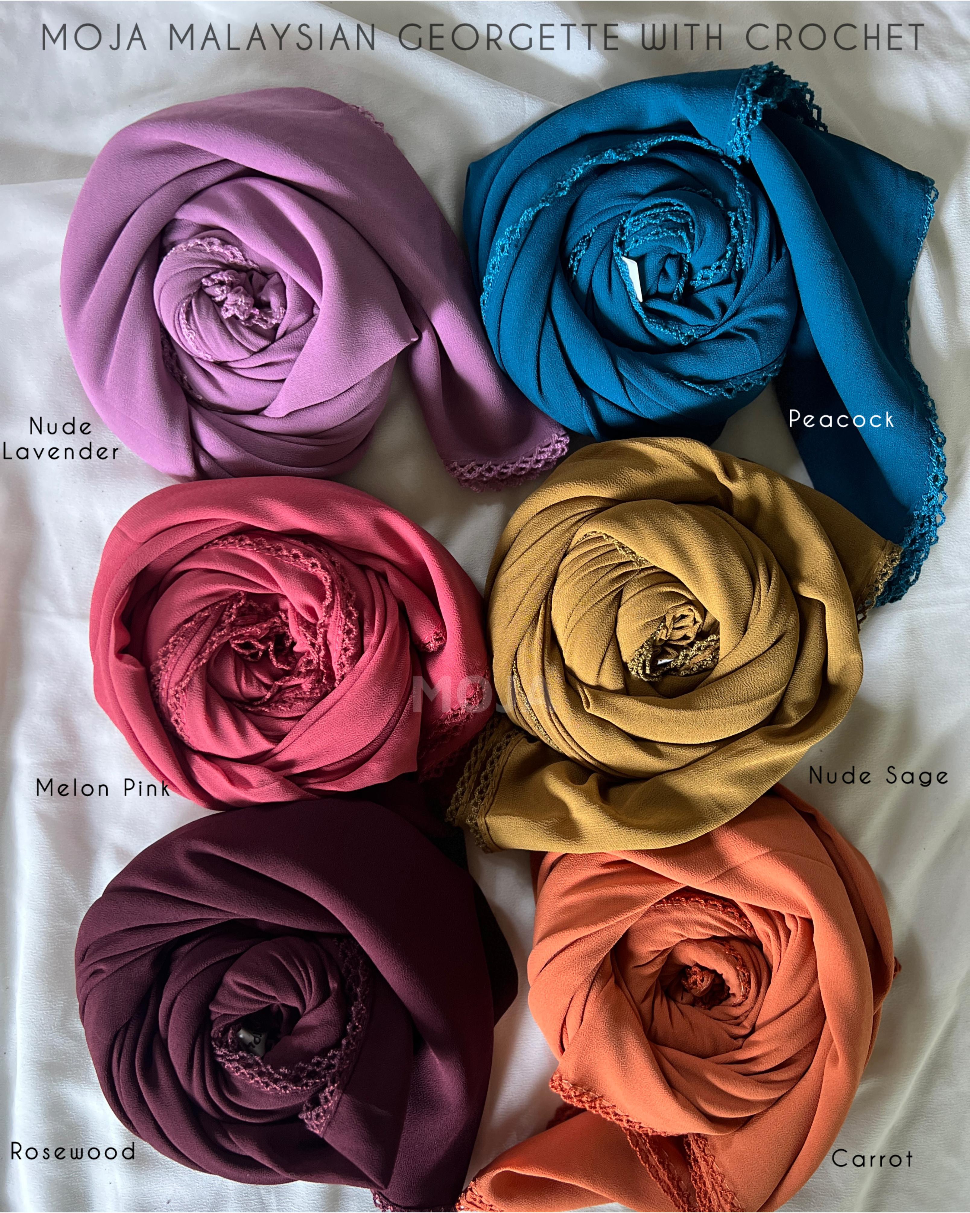 🎀MOJA Malaysian Heavy Georgette/ Heavy Chiffon WITH CROCHET 🎀
