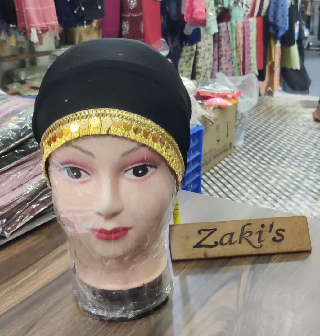 Black Hijab Cap With Work