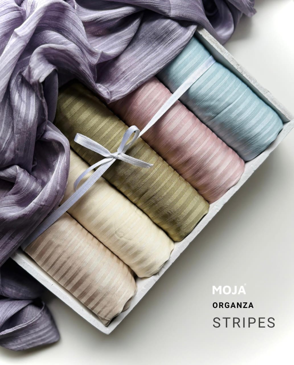 *Imported premium Organza shimmer stripes *