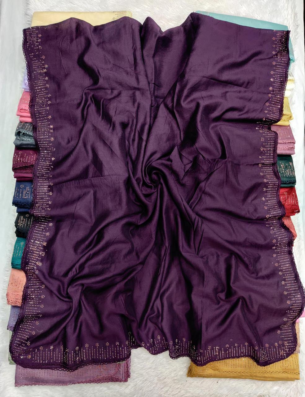 New colours chart of premium cotton with 4 side stone work