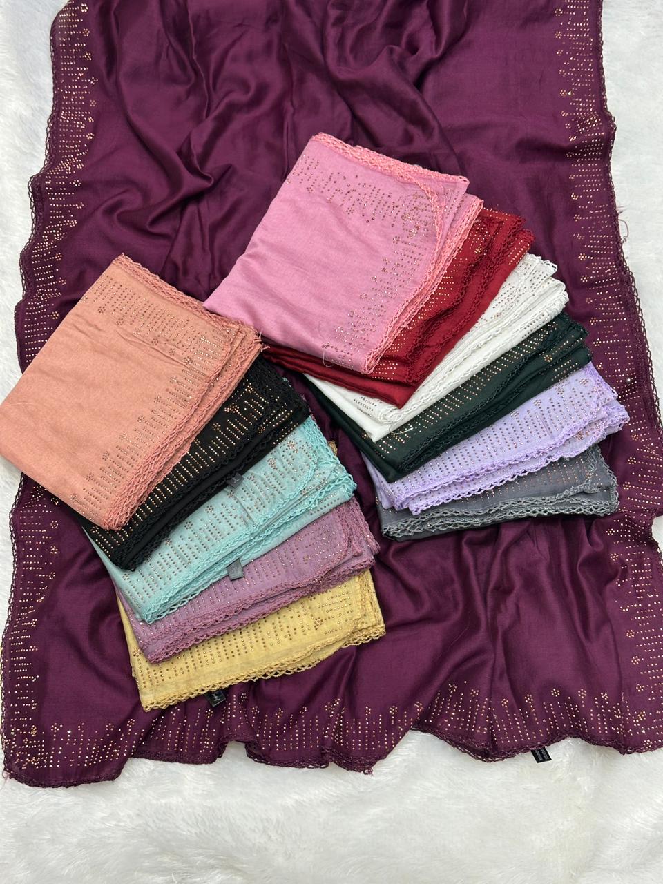 New colours chart of premium cotton with 4 side stone work